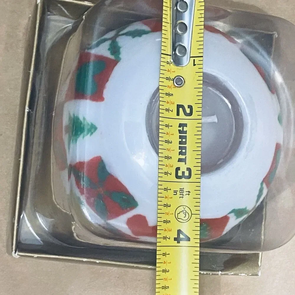 Star Bright Refillable Christmas Glow Candle Votive Holder Tree Folk Art NIB Vtg